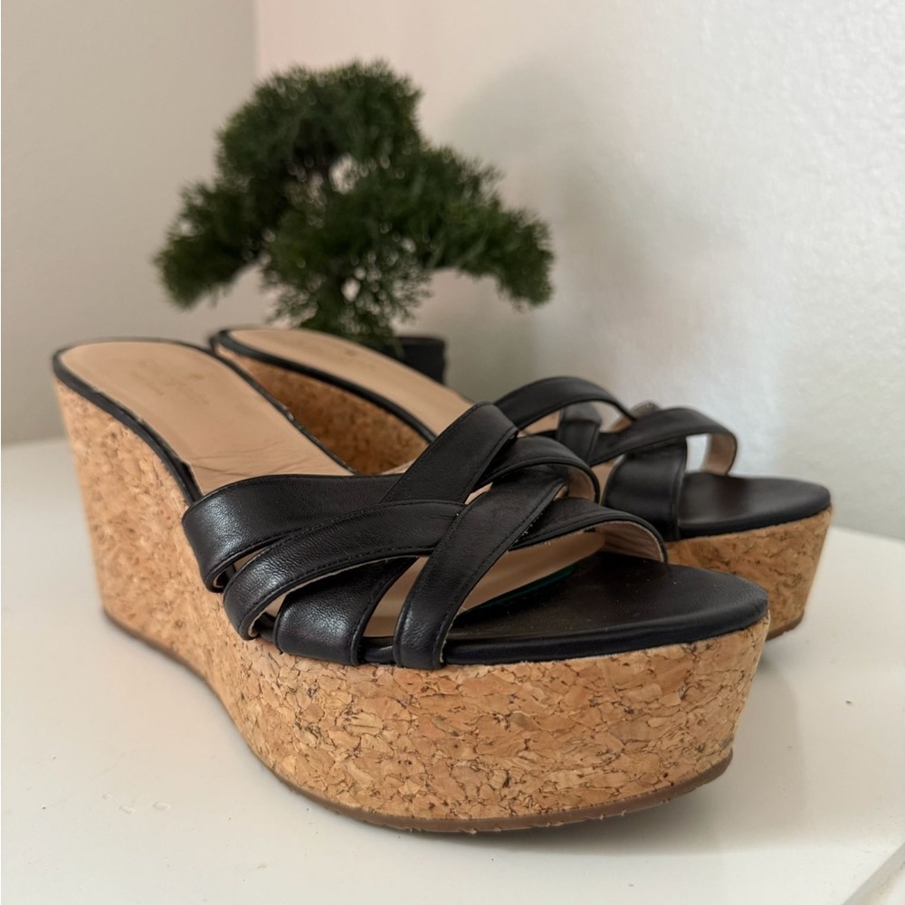 Kate Spade Black Leather Wedges - Picture 2 of 7